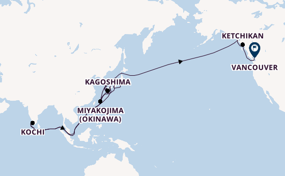 Transpacific from Yokohama (Tokyo), Japan with the Silver Moon