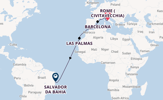 Transatlantic from Rome (Civitavecchia), Italy with the MSC Divina