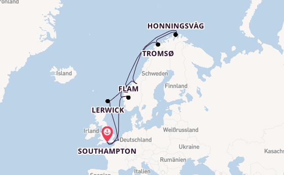 Norwegen ab Southampton, Großbritannien auf der Celebrity Apex