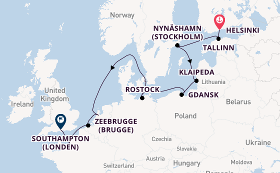 Engeland vanaf Helsinki, Finland met de Norwegian Prima