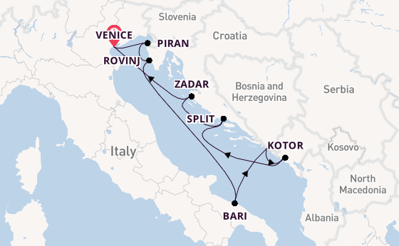 Mediterranean Sea from Venice, Italy with the Silver Spirit
