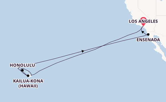 Hawaii from Los Angeles, California, USA with the Emerald Princess