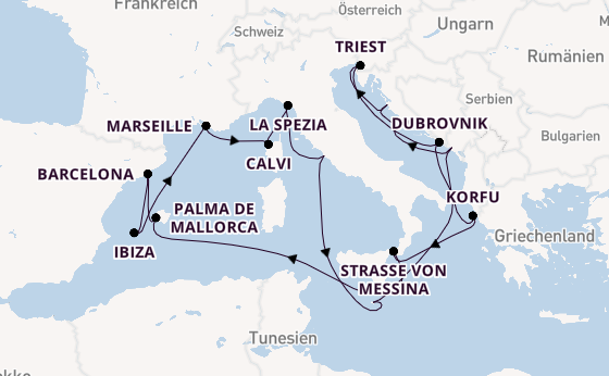 Mittelmeer ab Civitavecchia (Rom), Italien auf der Queen Elizabeth