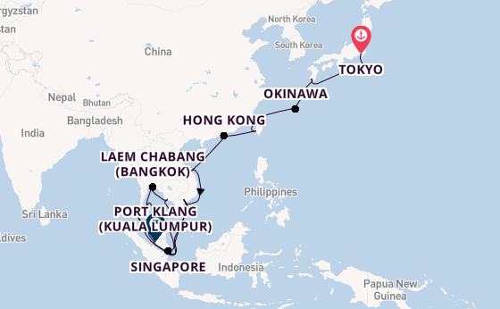 South East Asia from Tokyo, Japan with the Sapphire Princess