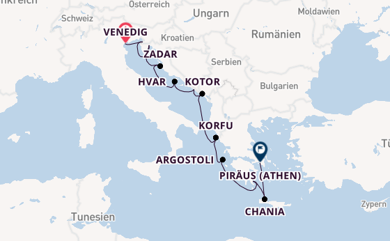 Östliches Mittelmeer ab Venedig, Italien auf der Azamara Journey