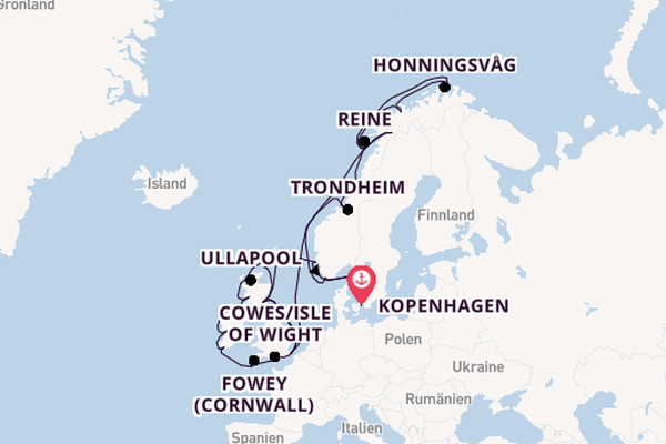 Britische Inseln ab Kopenhagen, Dänemark auf der Seabourn Quest