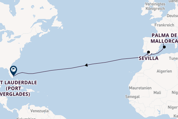 Transatlantik ab Barcelona, Spanien auf der Legend of the Seas