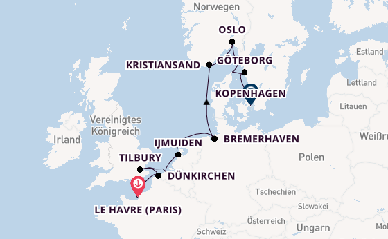 Norwegen ab Le Havre (Paris), Frankreich auf der Seven Seas Mariner