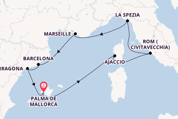 Westliches Mittelmeer ab Palma de Mallorca, Spanien auf der Mein Schiff Flow