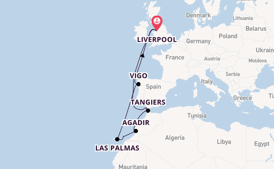 North Africa from Liverpool, England with the Bolette