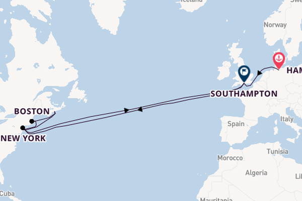 Transatlantic from Hamburg, Germany with the Queen Mary 2