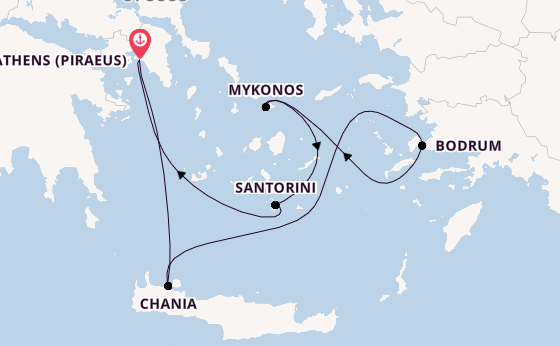 Eastern Mediterranean from Athens (Piraeus), Greece with the Scarlet Lady