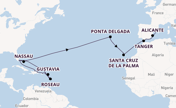 trans-Atlantisch vanaf Miami, Verenigde Staten met de Seven Seas Grandeur