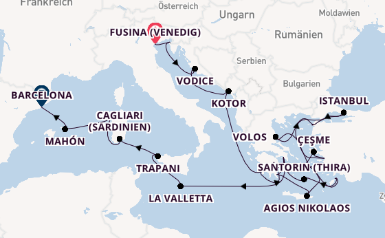 Mittelmeer ab Fusina (Venedig) auf der Seabourn Ovation