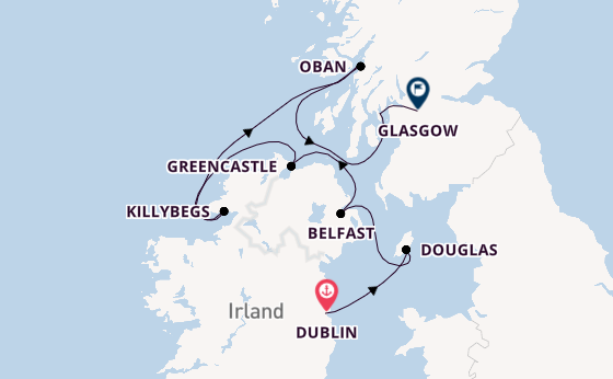 Britische Inseln ab Dublin, Irland auf der L'Austral