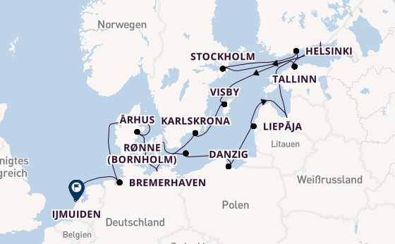Europa ab Kopenhagen, Dänemark auf der Seven Seas Mariner