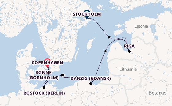 Baltic Sea from Copenhagen, Denmark with the Seven Seas Grandeur
