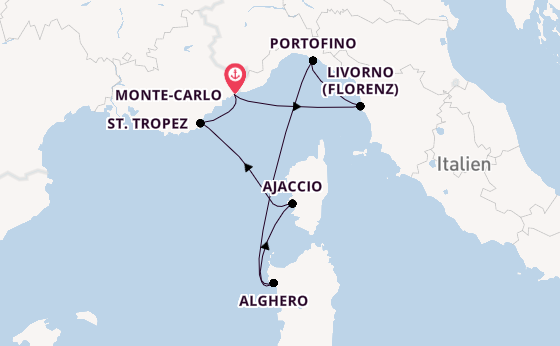 Westliches Mittelmeer ab Monte-Carlo, Monaco auf der Silver Ray