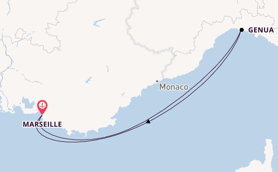 Westelijke Middellandse Zee vanaf Marseille, Frankrijk met de MSC Magnifica