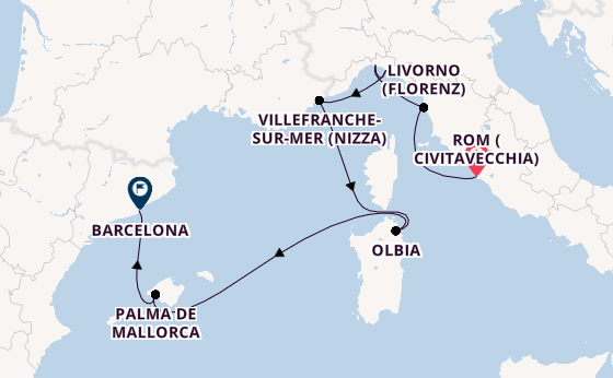 Westliches Mittelmeer ab Civitavecchia (Rom), Italien auf der EXPLORA I