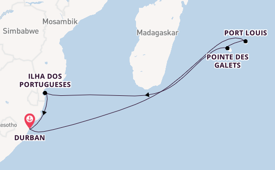 Südliches Afrika ab Durban, Südafrika auf der MSC Armonia 