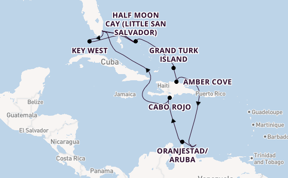 Caribbean from Miami, Florida, USA with the Zuiderdam