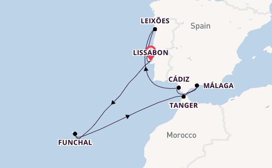Portugal vanaf Lissabon, Portugal met de Silver Ray