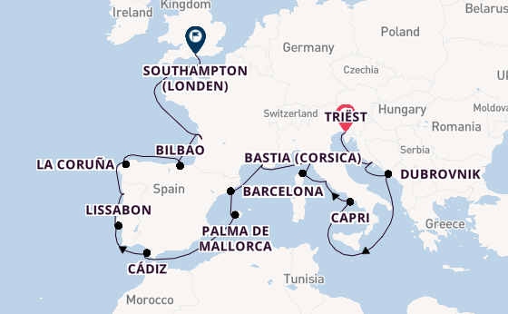 Middellandse Zee vanaf Triëst, Italië met de Sonata (Oceania)