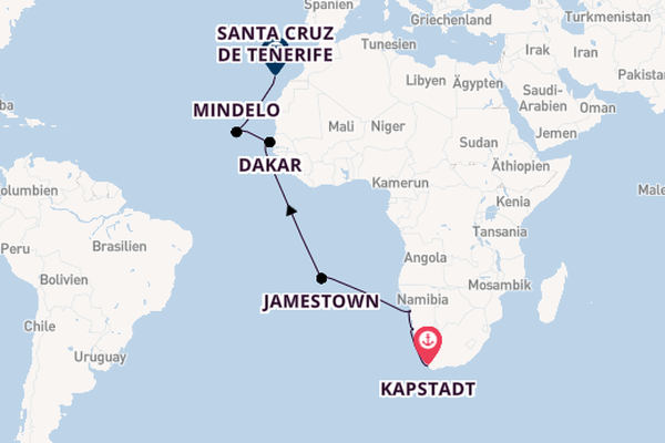 Afrika ab Kapstadt, Südafrika auf der EUROPA