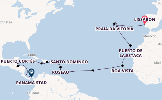 trans-Atlantisch vanaf Lissabon, Portugal met de VASCO DA GAMA