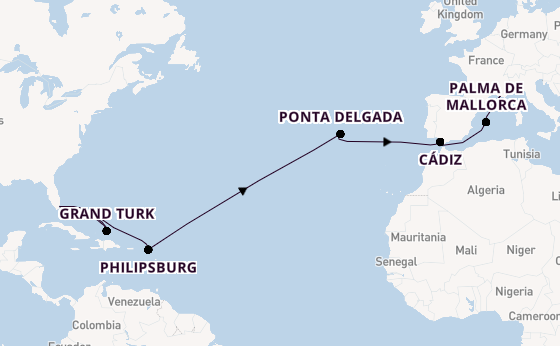trans-Atlantisch vanaf Miami, Verenigde Staten met de MSC Seashore