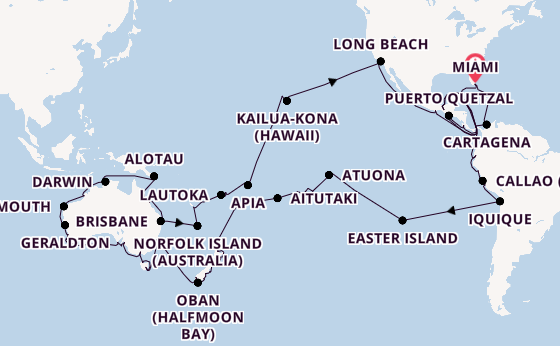 Transpacific from Miami, Florida, USA with the Seabourn Quest