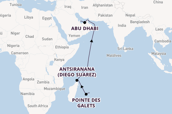 India and Indian Ocean from Port Louis, Mauritius with the Norwegian Dawn