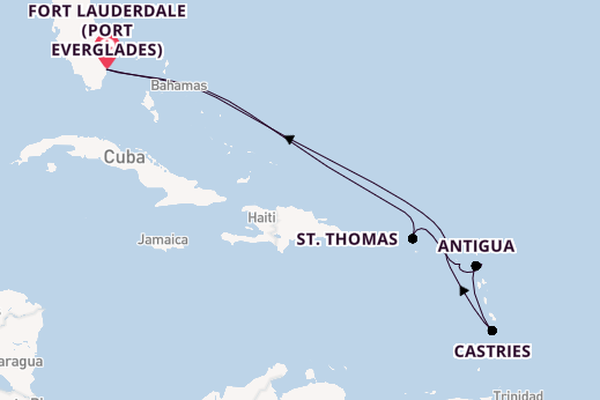 Caribbean from Fort Lauderdale (Port Everglades), Florida, USA with the Enchanted Princess