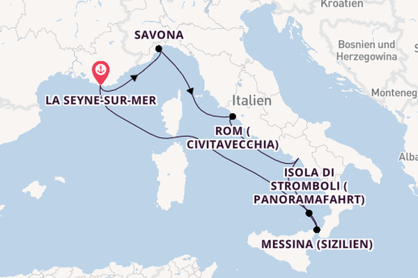 Westliches Mittelmeer ab La Seyne-sur-Mer, France auf der Costa Fascinosa