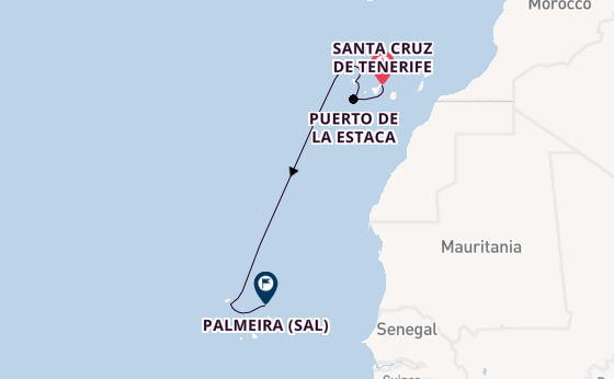 Canarische Eilanden vanaf Santa Cruz de Tenerife, Tenerife, Spanje met de HANSEATIC spirit