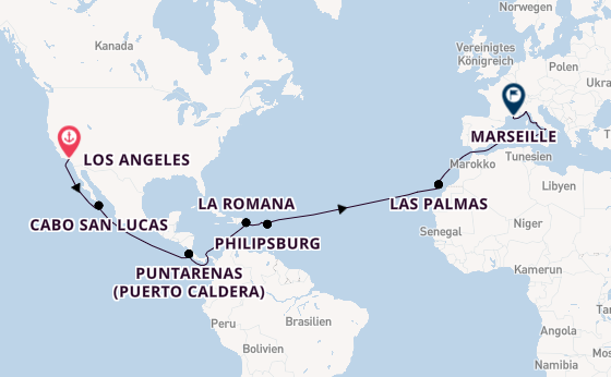 Transatlantik ab Los Angeles, USA auf der MSC Magnifica
