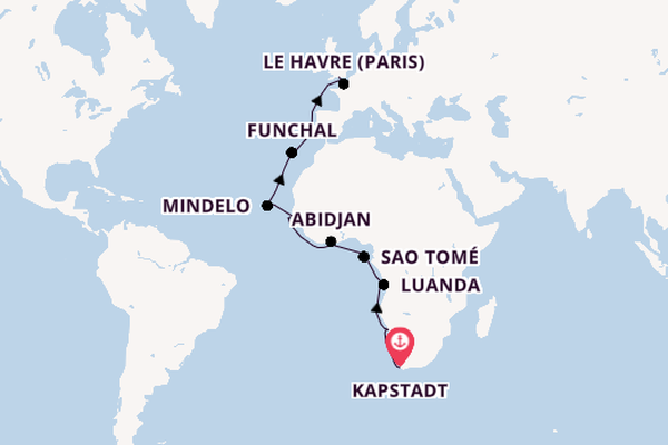 Afrika ab Kapstadt, Südafrika auf der Vista