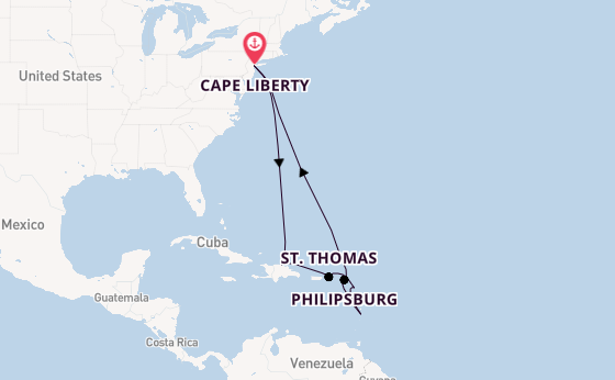 Caribbean vanaf Cape Liberty, New Jersey met de Odyssey of the Seas