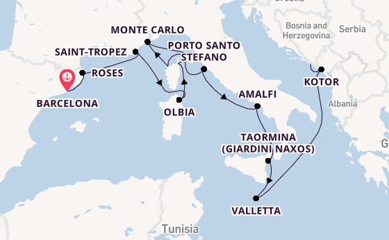 Western Mediterranean from Barcelona, Spain with the Seabourn Ovation 