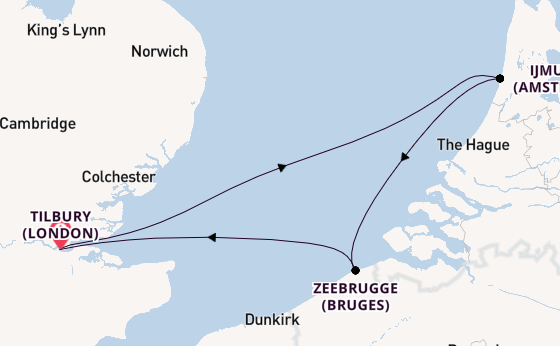 Cruising from Tilbury (London) via Ijmuiden (Amsterdam)
