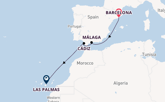 Westelijke Middellandse Zee vanaf Barcelona, Spanje met de Costa Smeralda