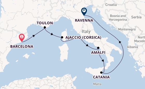 Westelijke Middellandse Zee vanaf Barcelona, Spanje met de Explorer of the Seas