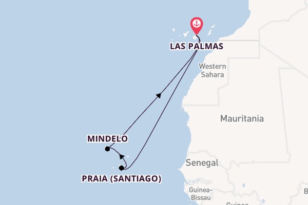 Canarische Eilanden vanaf Las Palmas, Gran Canaria, Spanje met de Mein Schiff 7