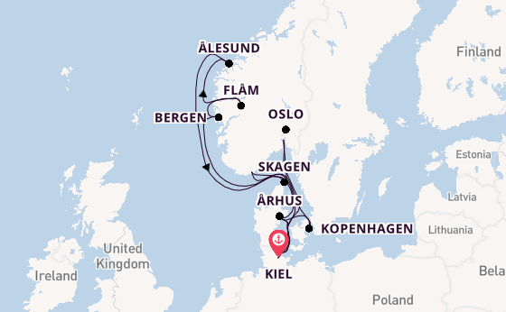 Noorwegen vanaf Kiel, Duitsland met AIDAnova