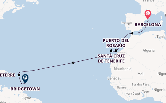 Caribbean from Barcelona, Spain with the MSC World Europa