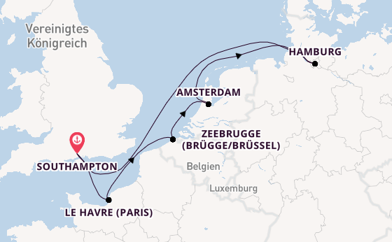 England ab Southampton, Großbritannien auf der MSC Preziosa