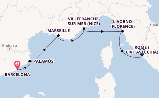 Western Mediterranean from Barcelona, Spain with the Viking Jupiter