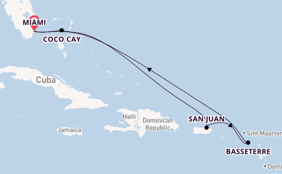 Caribbean from Miami, Florida, USA with the Allure of the Seas