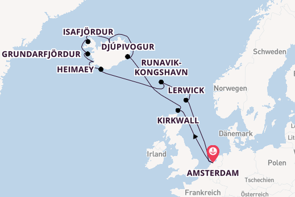 Arktis ab Amsterdam, Niederlande auf der Zuiderdam